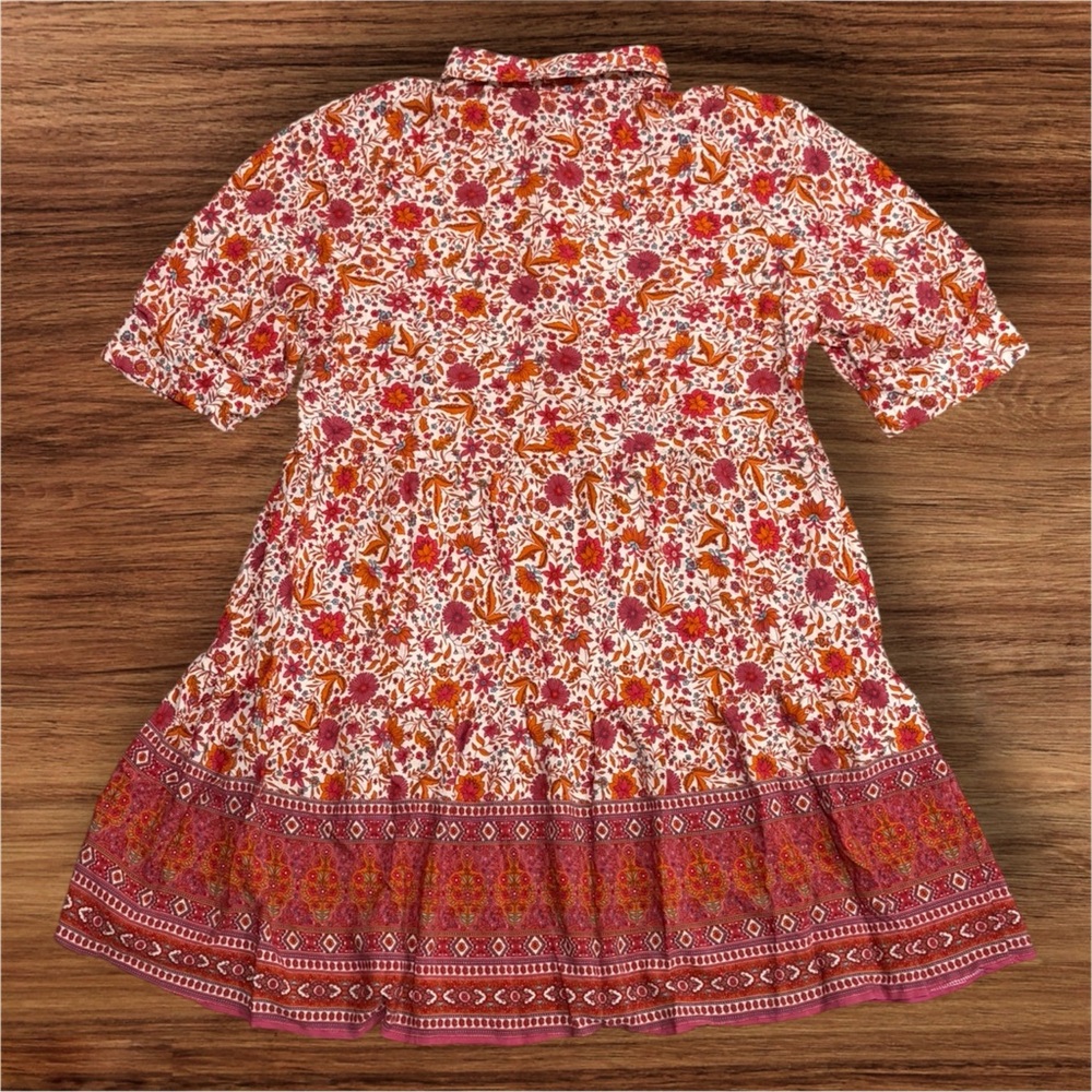 Natural Life Becca Mini Dress Cream and Pink Floral Size L - Picture 5 of 9
